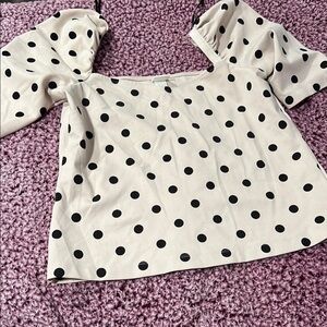 Polka Dot Puff Sleeve Top